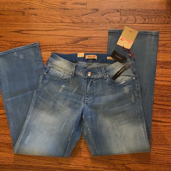 NWT Seven Luxe Premium Denim Light Wash Blue Jeans, Boot Cut, Sz 14 - Picture 1 of 15